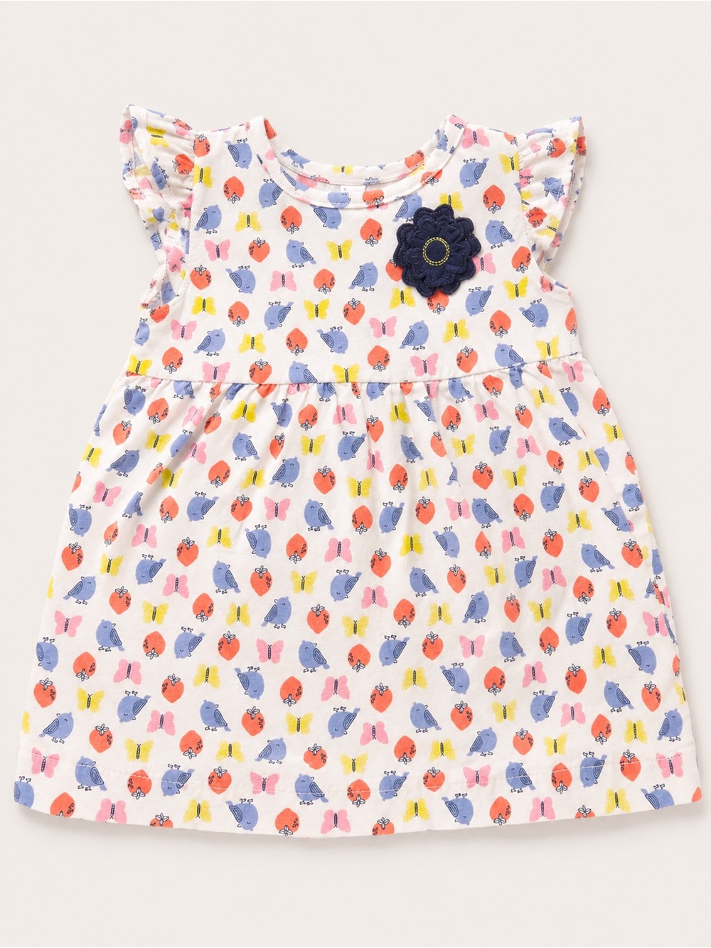 Carter’s - Dress W/ Multi-Print Design & Flower (Cotton) - 0-3M